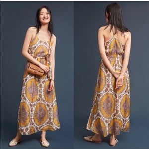 Anthropologie medallion maxi size medium NWOT summer tank dress mustard yellow